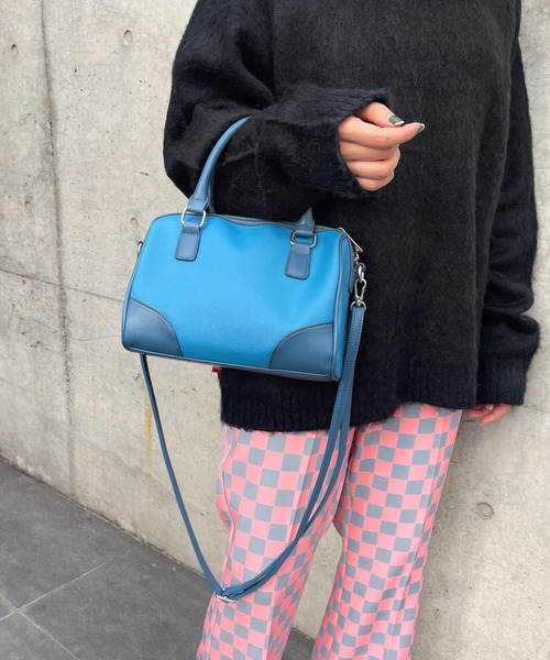 WHO'S WHO gallery（フーズフーギャラリー）の「ミニボストン（ボストンバッグ・レディース・ブラック/ブラウン/グリーン/サックスブルー/レモンイエロー・FREE）」の5枚目の写真