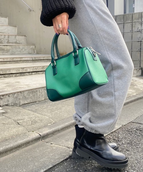 WHO'S WHO gallery（フーズフーギャラリー）の「ミニボストン（ボストンバッグ・レディース・ブラック/ブラウン/グリーン/サックスブルー/レモンイエロー・FREE）」の6枚目の写真