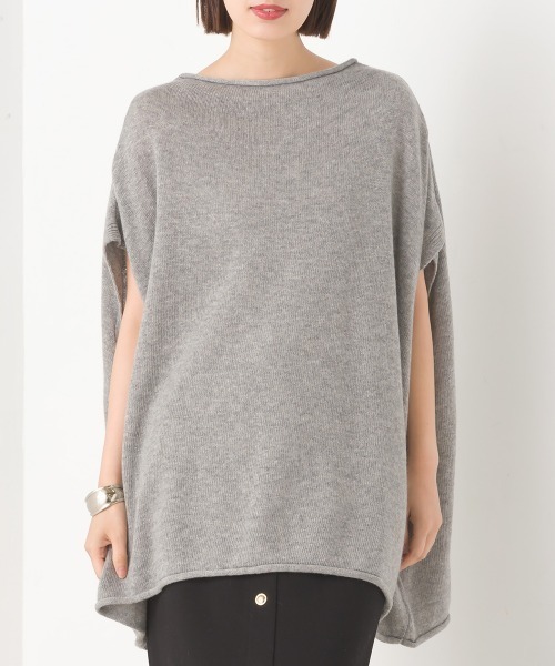 OMNES(オムネス)の「ウールナイロン ワイドドロップニットベスト(ベスト・レディース・アイボリー/ラベンダー/ブラック/グレー・FREE)」の15枚目の写真