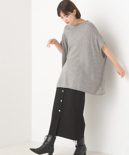 OMNES(オムネス)の「ウールナイロン ワイドドロップニットベスト(ベスト・レディース・アイボリー/ラベンダー/ブラック/グレー・FREE)」の18枚目の写真