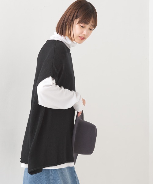 OMNES(オムネス)の「ウールナイロン ワイドドロップニットベスト(ベスト・レディース・アイボリー/ラベンダー/ブラック/グレー・FREE)」の11枚目の写真