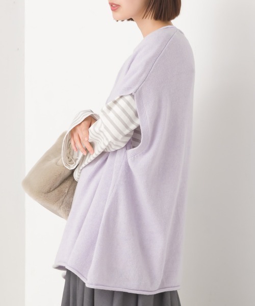 OMNES(オムネス)の「ウールナイロン ワイドドロップニットベスト(ベスト・レディース・アイボリー/ラベンダー/ブラック/グレー・FREE)」の21枚目の写真