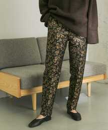 フラワージャカードテーパードパンツ