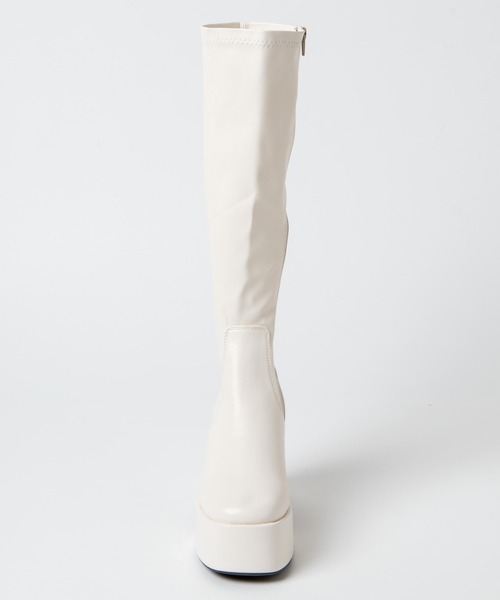 WEGO(ウィゴー)の「WEGO/ストーム付キヒールロングブーツ(ブーツ・レディース・オフホワイト/ブラック・MEDIUM/LARGE)」の8枚目の写真