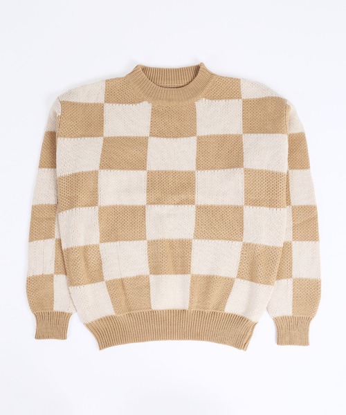 WC（ダブル シー）の「フラッグチェックニット（ニット/セーター・レディース・ブラック/ベージュ・FREE）」の13枚目の写真