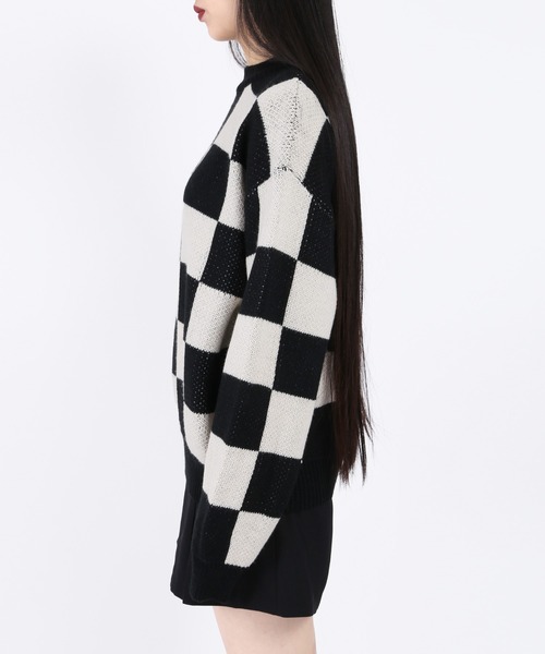 WC（ダブル シー）の「フラッグチェックニット（ニット/セーター・レディース・ブラック/ベージュ・FREE）」の7枚目の写真