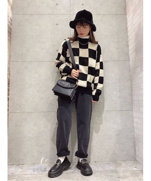 WC（ダブル シー）の「フラッグチェックニット（ニット/セーター・レディース・ブラック/ベージュ・FREE）」の16枚目の写真