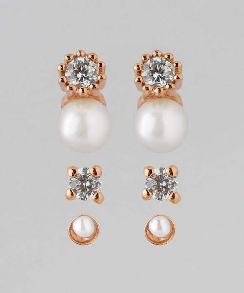 ANEMONE（アネモネ）の「パール×ビジューピアス[3ペアセット]（ピアス（両耳用）・レディース・ゴールド/ピンクゴールド・FREE）」の2枚目の写真