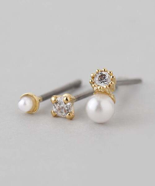 ANEMONE（アネモネ）の「パール×ビジューピアス[3ペアセット]（ピアス（両耳用）・レディース・ゴールド/ピンクゴールド・FREE）」の8枚目の写真