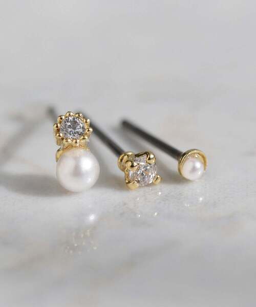 ANEMONE（アネモネ）の「パール×ビジューピアス[3ペアセット]（ピアス（両耳用）・レディース・ゴールド/ピンクゴールド・FREE）」の7枚目の写真