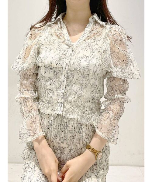 MERCURYDUO（マーキュリーデュオ）の「レースシャーリングスキッパーブラウス（シャツ/ブラウス・レディース・アイボリー/ブルー/イエロー・FREE）」の10枚目の写真