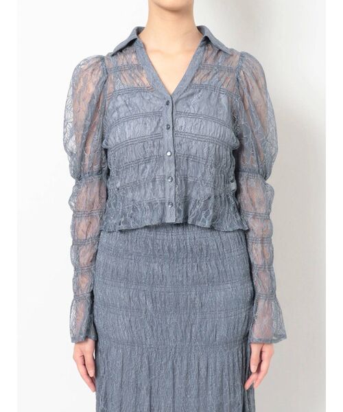 MERCURYDUO（マーキュリーデュオ）の「レースシャーリングスキッパーブラウス（シャツ/ブラウス・レディース・アイボリー/ブルー/イエロー・FREE）」の5枚目の写真