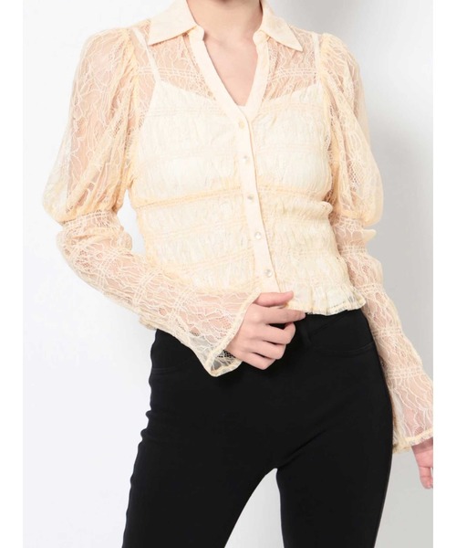 MERCURYDUO（マーキュリーデュオ）の「レースシャーリングスキッパーブラウス（シャツ/ブラウス・レディース・アイボリー/ブルー/イエロー・FREE）」の3枚目の写真