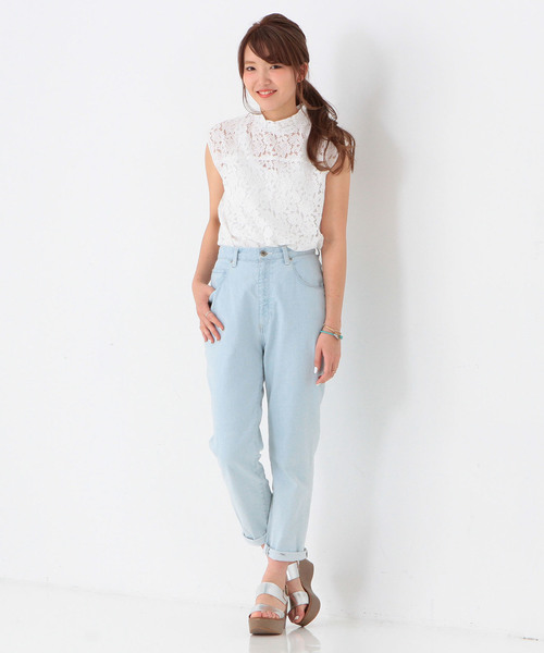 Another Edition（アナザーエディション）の「ハイウエストデニムパンツ/AEBC HI/W DNM◆（デニムパンツ・レディース・オフホワイト/ネイビー/ライトブルー・SMALL/MEDIUM）」の2枚目の写真