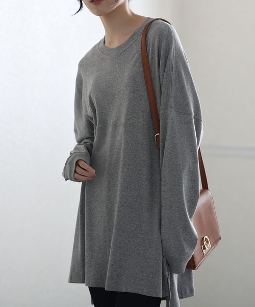 ElegChic（エレグシック）の「シングルジャージフットボールカットソー 長袖（Tシャツ/カットソー・レディース・ホワイト/ブラック/杢グレー/ベージュ・XL/M/4L）」の4枚目の写真