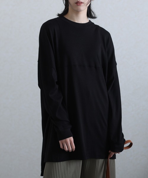 ElegChic（エレグシック）の「シングルジャージフットボールカットソー 長袖（Tシャツ/カットソー・レディース・ホワイト/ブラック/杢グレー/ベージュ・XL/M/4L）」の5枚目の写真