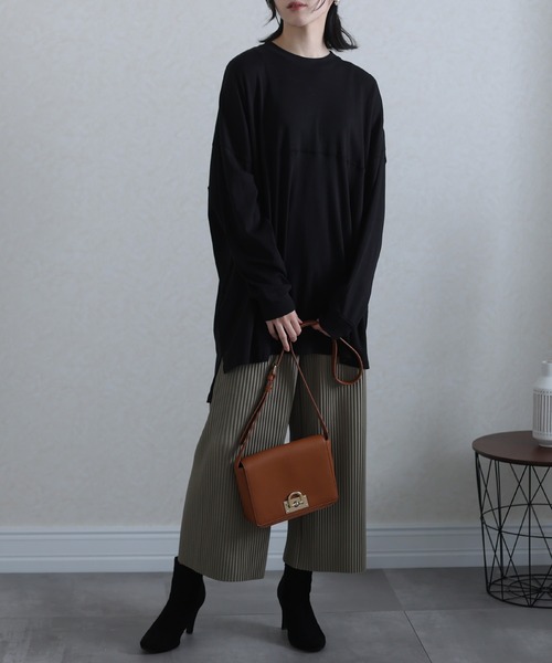 ElegChic（エレグシック）の「シングルジャージフットボールカットソー 長袖（Tシャツ/カットソー・レディース・ホワイト/ブラック/杢グレー/ベージュ・XL/M/4L）」の8枚目の写真