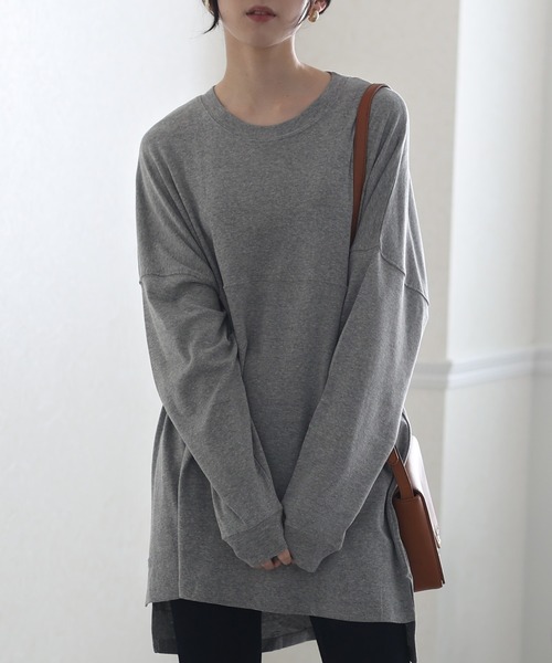 ElegChic（エレグシック）の「シングルジャージフットボールカットソー 長袖（Tシャツ/カットソー・レディース・ホワイト/ブラック/杢グレー/ベージュ・XL/M/4L）」の9枚目の写真