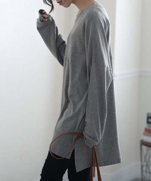 ElegChic（エレグシック）の「シングルジャージフットボールカットソー 長袖（Tシャツ/カットソー・レディース・ホワイト/ブラック/杢グレー/ベージュ・XL/M/4L）」の10枚目の写真