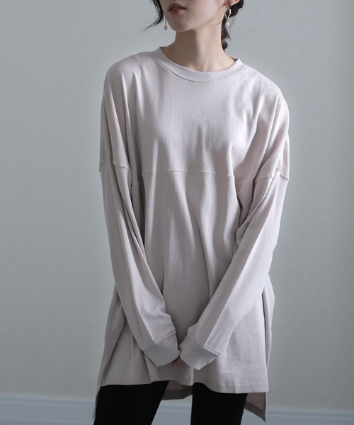 ElegChic（エレグシック）の「シングルジャージフットボールカットソー 長袖（Tシャツ/カットソー・レディース・ホワイト/ブラック/杢グレー/ベージュ・XL/M/4L）」の13枚目の写真