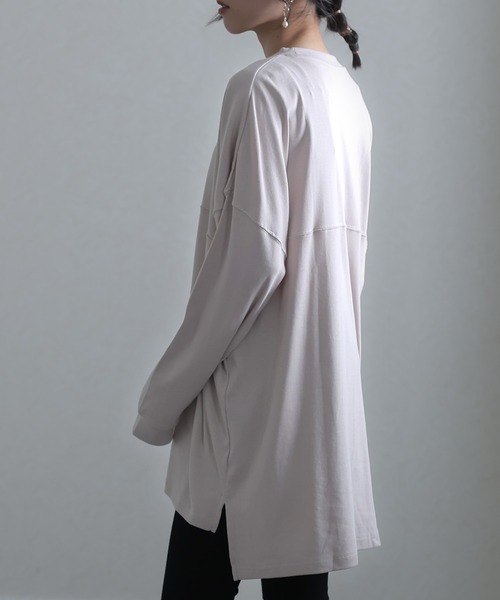 ElegChic（エレグシック）の「シングルジャージフットボールカットソー 長袖（Tシャツ/カットソー・レディース・ホワイト/ブラック/杢グレー/ベージュ・XL/M/4L）」の14枚目の写真