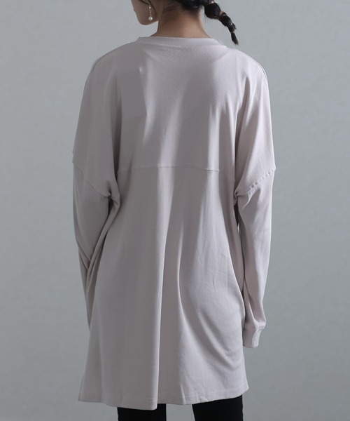 ElegChic（エレグシック）の「シングルジャージフットボールカットソー 長袖（Tシャツ/カットソー・レディース・ホワイト/ブラック/杢グレー/ベージュ・XL/M/4L）」の15枚目の写真