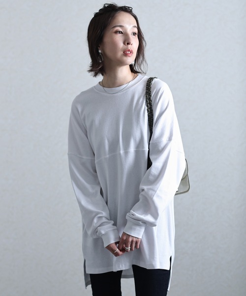 ElegChic（エレグシック）の「シングルジャージフットボールカットソー 長袖（Tシャツ/カットソー・レディース・ホワイト/ブラック/杢グレー/ベージュ・XL/M/4L）」の17枚目の写真