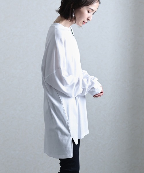 ElegChic（エレグシック）の「シングルジャージフットボールカットソー 長袖（Tシャツ/カットソー・レディース・ホワイト/ブラック/杢グレー/ベージュ・XL/M/4L）」の18枚目の写真