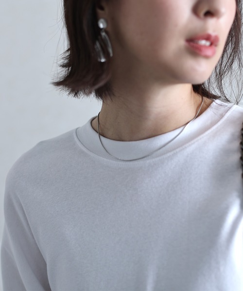 ElegChic（エレグシック）の「シングルジャージフットボールカットソー 長袖（Tシャツ/カットソー・レディース・ホワイト/ブラック/杢グレー/ベージュ・XL/M/4L）」の21枚目の写真