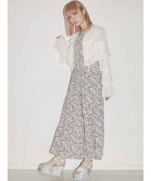 merry jenny（メリージェニー）の「リネンティアードカーディガン（カーディガン/ボレロ・レディース・オフホワイト/ブラック・FREE）」の3枚目の写真