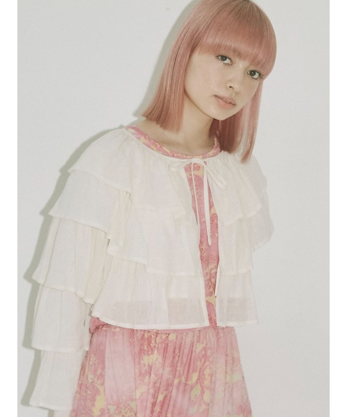 merry jenny（メリージェニー）の「リネンティアードカーディガン（カーディガン/ボレロ・レディース・オフホワイト/ブラック・FREE）」の18枚目の写真