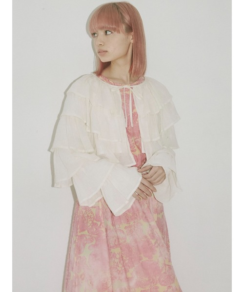 merry jenny（メリージェニー）の「リネンティアードカーディガン（カーディガン/ボレロ・レディース・オフホワイト/ブラック・FREE）」の19枚目の写真