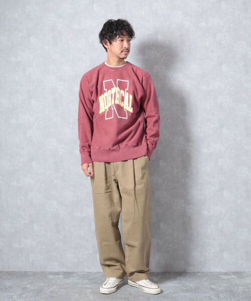 BARNS OUTFITTERS(バーンズアウトフィッターズ)の「【WEB限定】【BARNS OUTFITTERS】90’s CREW SWEAT PRINT(スウェット・メンズ・ベージュ/レッド/インディゴブルー・MEDIUM/LARGE)」の5枚目の写真
