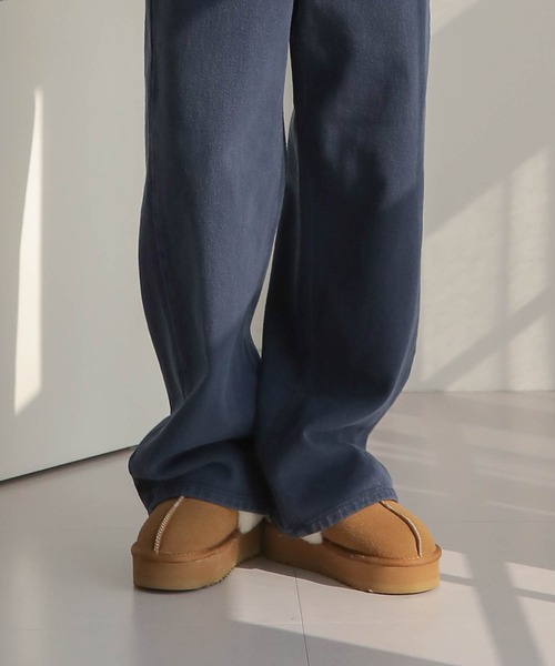 UNE MANSION（ユヌマンション）の「フェイクファーゴム厚底スリッパムートンブーツ（スリッポン・レディース・ブラウン/ベージュ/ブラック/グレー・23.0cm/24.0cm/25.0cm）」の13枚目の写真