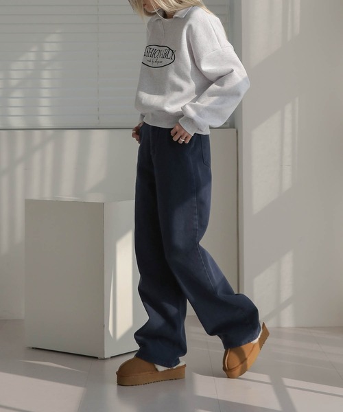 UNE MANSION（ユヌマンション）の「フェイクファーゴム厚底スリッパムートンブーツ（スリッポン・レディース・ブラウン/ベージュ/ブラック/グレー・23.0cm/24.0cm/25.0cm）」の16枚目の写真