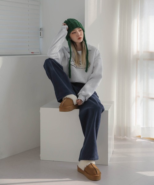 UNE MANSION（ユヌマンション）の「フェイクファーゴム厚底スリッパムートンブーツ（スリッポン・レディース・ブラウン/ベージュ/ブラック/グレー・23.0cm/24.0cm/25.0cm）」の18枚目の写真