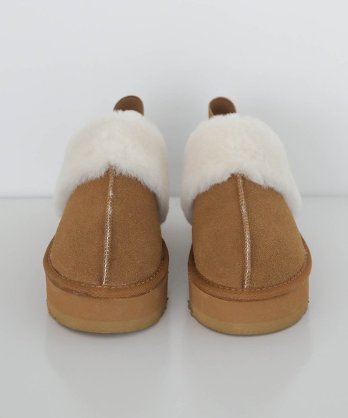 UNE MANSION（ユヌマンション）の「フェイクファーゴム厚底スリッパムートンブーツ（スリッポン・レディース・ブラウン/ベージュ/ブラック/グレー・23.0cm/24.0cm/25.0cm）」の20枚目の写真