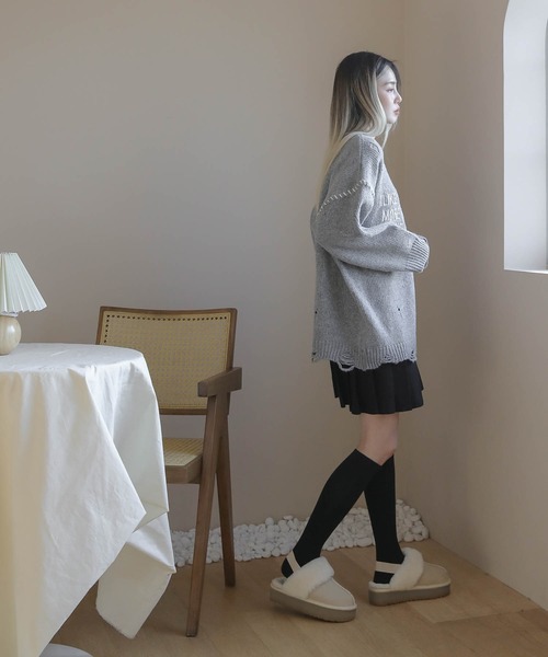 UNE MANSION（ユヌマンション）の「フェイクファーゴム厚底スリッパムートンブーツ（スリッポン・レディース・ブラウン/ベージュ/ブラック/グレー・23.0cm/24.0cm/25.0cm）」の5枚目の写真