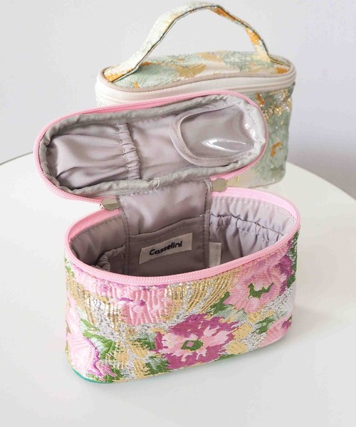 Casselini（キャセリーニ）の「Casselini(キャセリーニ)ジャガードバニティポーチ（ポーチ・レディース・ピンク/ゴールド/モスグリーン/ミント・FREE）」の3枚目の写真