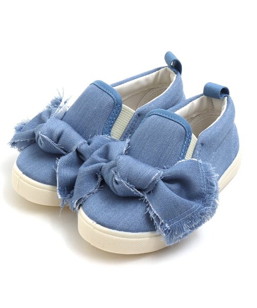 BREEZE(ブリーズ)の「/デニムリボンシューズ(スリッポン・キッズ・サックスブルー/ネイビー・17/15 /19/18/14/16)」の1枚目の写真