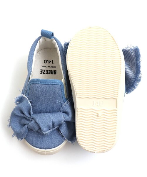 BREEZE(ブリーズ)の「/デニムリボンシューズ(スリッポン・キッズ・サックスブルー/ネイビー・17/15 /19/18/14/16)」の11枚目の写真