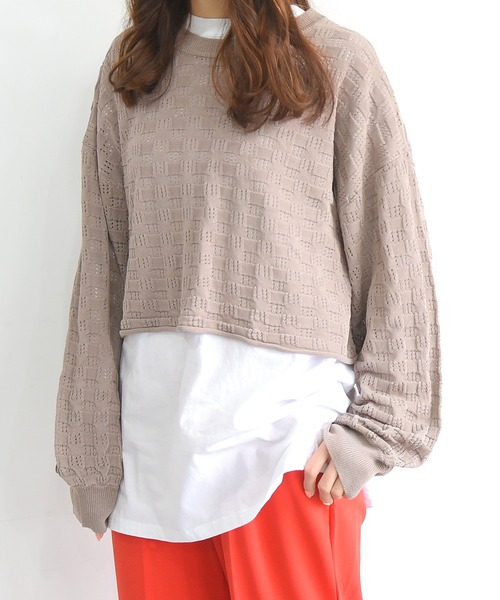 sango（sango）の「ショート丈透かしプルオーバー（Tシャツ/カットソー・レディース・モカ/ベージュ系その他・FREE）」の6枚目の写真