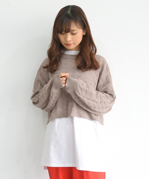 sango（sango）の「ショート丈透かしプルオーバー（Tシャツ/カットソー・レディース・モカ/ベージュ系その他・FREE）」の7枚目の写真