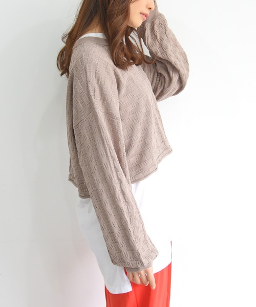 sango（sango）の「ショート丈透かしプルオーバー（Tシャツ/カットソー・レディース・モカ/ベージュ系その他・FREE）」の8枚目の写真