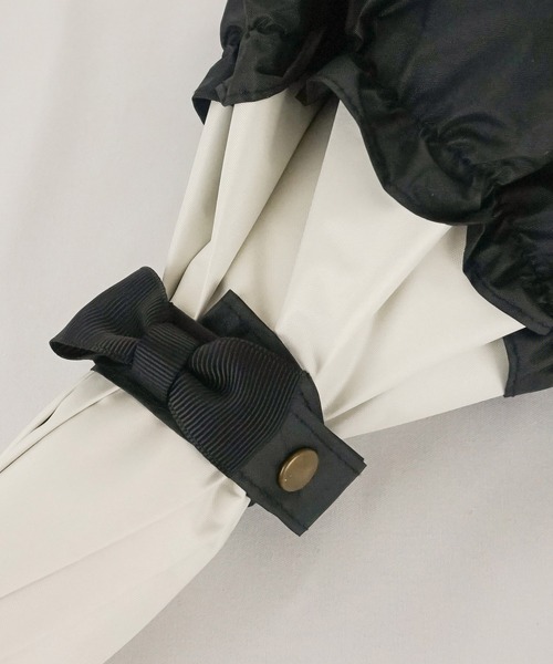 macocca(マコッカ)の「完全遮光 UVカット100% 日傘 晴雨兼用 ショート傘 リボン付ビッグフリル(長傘・レディース・ブラック系その他/オフホワイト/グレイッシュベージュ/ブラック/ベージュ系その他/アイボリー・FREE)」の20枚目の写真