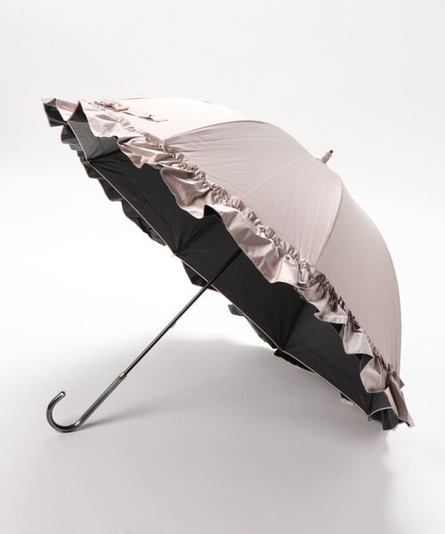 macocca(マコッカ)の「完全遮光 UVカット100% 日傘 晴雨兼用 ショート傘 リボン付ビッグフリル(長傘・レディース・ブラック系その他/オフホワイト/グレイッシュベージュ/ブラック/ベージュ系その他/アイボリー・FREE)」の14枚目の写真