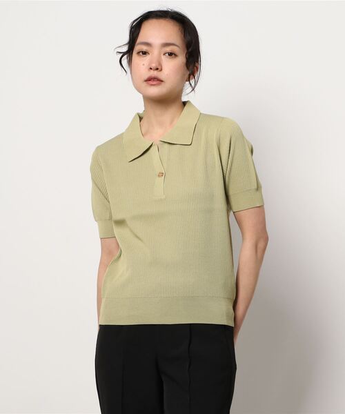 KOBE LETTUCE(コウベレタス)の「リブニットポロネックトップス(ニット/セーター・レディース・ブラック/オフホワイト/ライトグリーン・FREE)」の11枚目の写真