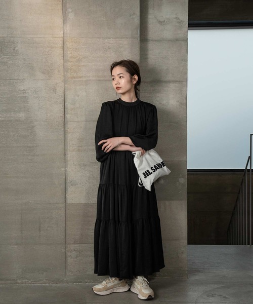 I_am（アイアム）の「high neck tiered ops（ワンピース・レディース・ブラック/ベージュ/オフホワイト・FREE）」の22枚目の写真