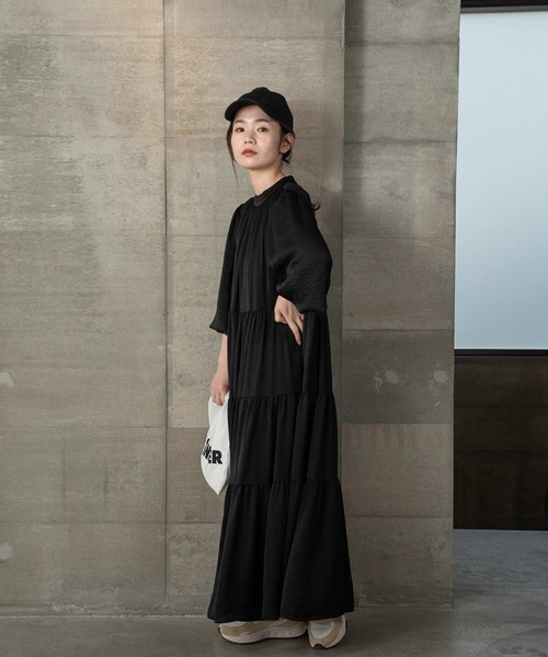 I_am（アイアム）の「high neck tiered ops（ワンピース・レディース・ブラック/ベージュ/オフホワイト・FREE）」の15枚目の写真