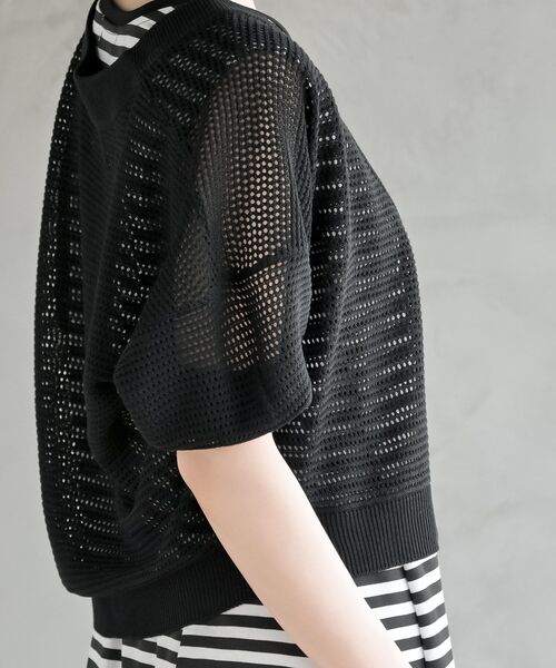 rps（アールピーエス）の「メッシュ編みショートニットカーディガン（カーディガン/ボレロ・レディース・ブラック/ベージュ/オフホワイト/ブルー・M/フリー）」の22枚目の写真